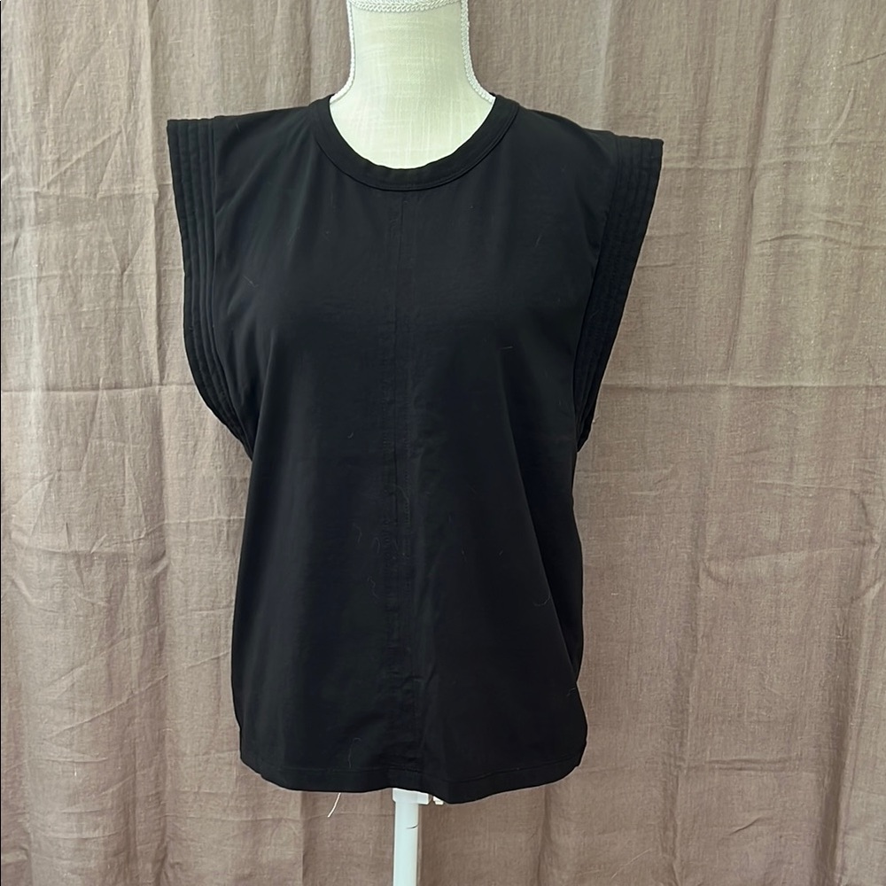 Black Relaxed Sleeveless Muscle Tee